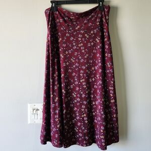 LuLaRoe Burgundy Floral Skirt